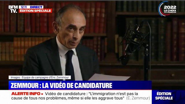 Droite ou gauche, ils vous ont menti : Éric Zemmour officialise dans une vidéo sa candidature à la présidentielle