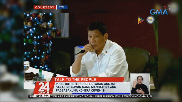 Pres. Duterte, susuportahan ang IATF sakaling gawin nang mandatory ang pagbabakuna kontra COVID-19 | 24 Oras