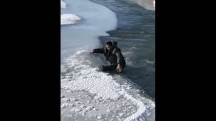 Frigid Fall Into Freezing Water