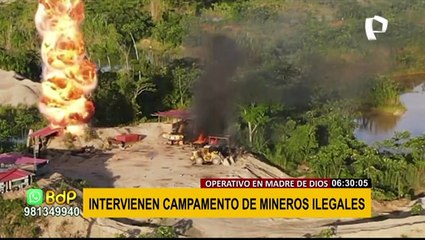 Autoridades intervienen campamento de minería ilegal en Madre de Dios