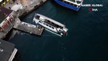 İstanbul'un Beykoz ilçesinde şiddetli lodos nedeniyle balıkçı teknesi battı