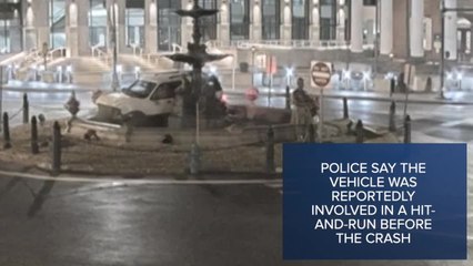 Camera captures car crash into fountain in Pennsylvania