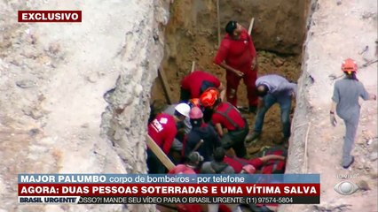 Desabamento em construção deixa três pessoas soterradas na Grande SP. Duas já foram resgatadas e o Corpo de Bombeiros atua para salvamento