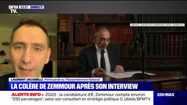 Laurent Jacobelli à propos d'Éric Zemmour: C'est étonnant de voir un candidat s'énerver à la moindre occasion