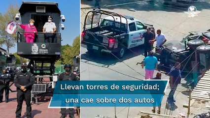 Se desploma torreta de seguridad recién inaugurada en Atizapán de Zaragoza
