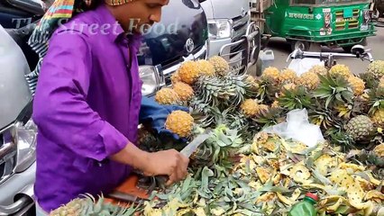 Amazing Pineapple Cutting Skills __ Bangladeshi street food