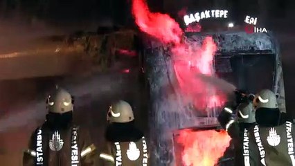 Özel halk otobüsü alev topuna döndü