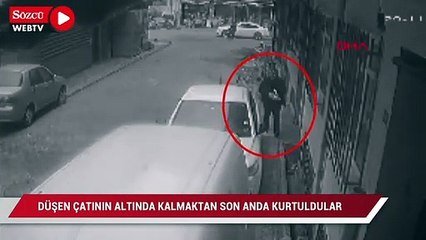 Sultangazi'de lodosun etkisyle düşen çatının altında kalmaktan son anda kurtuldular