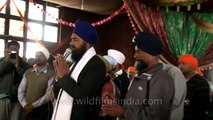 Sikh Devotees reciting 'Ardas' at Hemkund Sahib Gurudwara