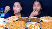 Asmr Eating  Dahi Golgappe, Chowmin, Chole Bhature Challenge With Sister Indian Street Food Challenge | Foodie JD