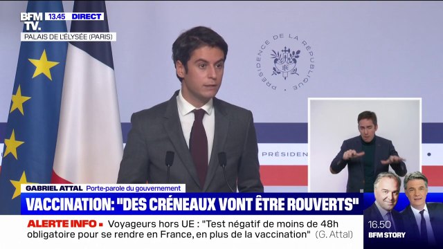 Gabriel Attal: Nous restons fidèles à la stratégie du pass sanitaire