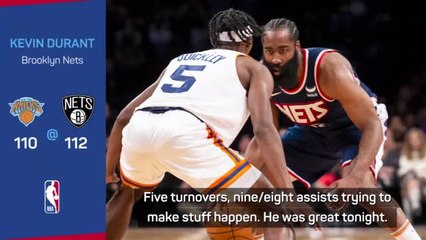 Harden got the Nets going in win over Knicks - Durant