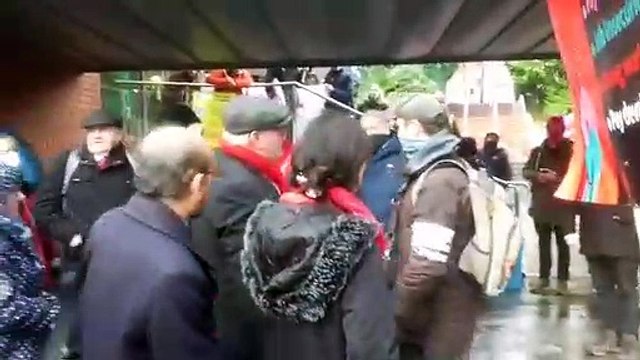 Cllr Terry Fox outside the Sheffield City Council meeting today. Video credit: Sheffield Solidarity Group