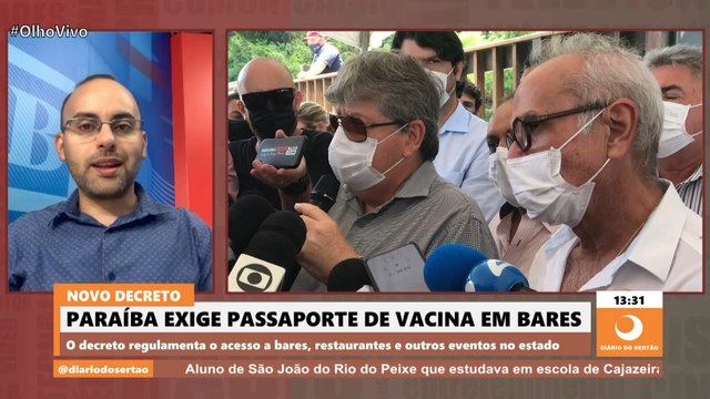 Exigência do cartão de vacinação é o principal ponto do decreto de João Azevêdo, avalia jornalista
