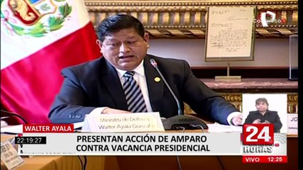 Walter Ayala presentó acción de amparo para suspender proceso de vacancia contra Pedro Castillo
