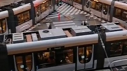 Quatre tramways se retrouvent bloqués
