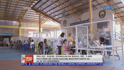 DOH Sec. Duque: Sisimulan na bukas, Dec. 3 ang pagturok ng COVID vaccine booster shots sa A4 at A5 categories | 24 Oras News Alert