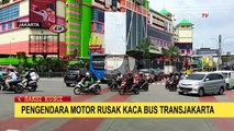 Nekat! Pengendara Motor Rusak Bus Transjakarta di Cililitan Menggunakan Helm