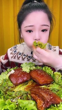 Yummy ASMR Chinese Mukbang Eating Spicy Braised Pork Belly, Pork Leg , Pork Ribs #1