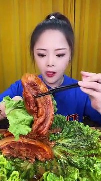 Yummy ASMR Chinese Mukbang Eating Spicy Braised Pork Belly, Pork Leg , Pork Ribs #9