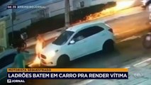 Bandidos bateram de propósito em um carro para sequestrar o motorista em Fortaleza. A vítima foi abordada quando desceu do veículo para ver o que tinha acontecido.