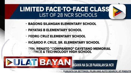 DepEd: Limited face-to-face classes, isasagawa na sa 28 na paaralan sa NCR