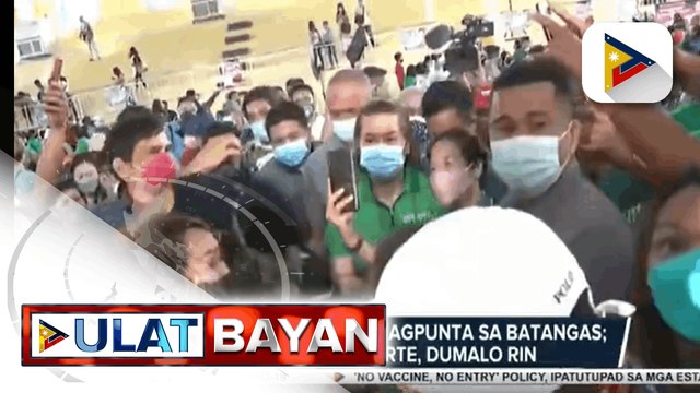 BBM-Sara Uniteam, nagpunta sa Batangas Panibagong petisyon vs. kandidatura ni Marcos, inihain ng Akbayan Lacson-Sotto tandem, isinusulong ang libreng COVID-19 testing VP Robredo, nangakong tututukan ang transportasyon sa Bicol region Mayor Moreno, pla