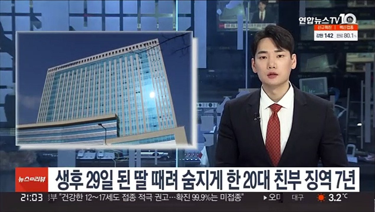 생후 29일 된 딸 때려 숨지게 한 20대 친부 징역 7년