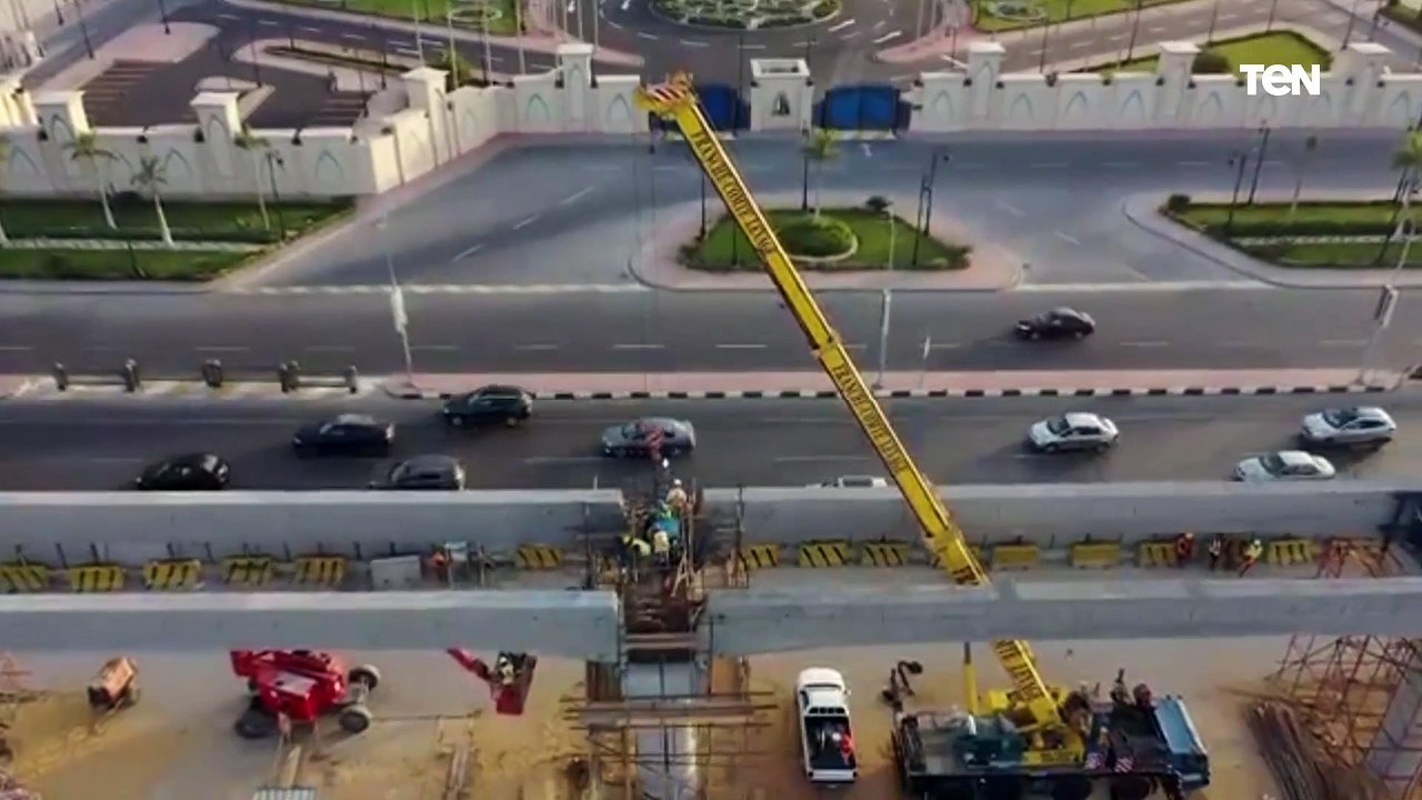 تصوير جوي لأعمال تنفيذ مونوريل العاصمة الإدارية الجديدة