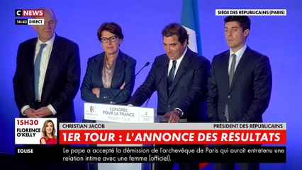 Congrès Les Républicains - Regardez l’annonce des résultats du premier tour donnés par le président du parti, Christian Jacob, cet après-midi - VIDEO