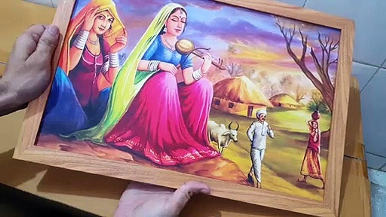 Unboxing and Review of Rajasthani Village Theme Wooden Framed Wall Art Paintings બર્થડે ગિફ્ટ