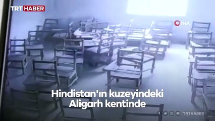 Hindistan'da okula leopar girdi