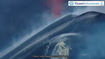 La erupción mantiene su fuerza efusiva desde la zona norte del volcán