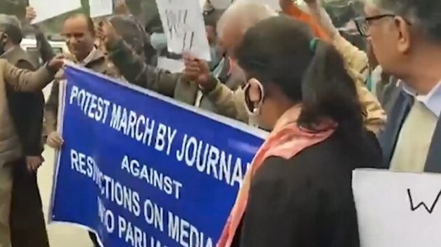 Image of the day: Journalists protest against restrictions on entry of media persons into Parliament