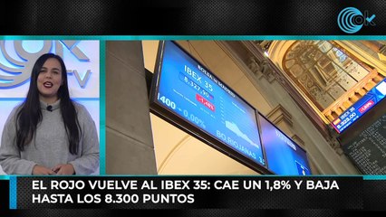 El rojo vuelve al Ibex 35: cae un 1,8% y baja  hasta los 8.300 puntos