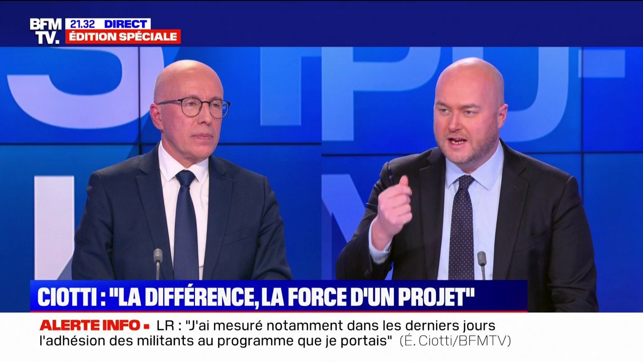 Éric Ciotti: "Si on ne va pas chercher une partie de l'électorat" de Marine Le Pen, Éric Zemmour et Nicolas Dupont-Aignan, "on ne pourra pas gagner"