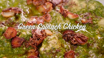 Green Chicken with Tardka! Murgh Palak Recipe in Urdu Hindi - RKK