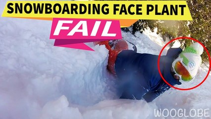 'Snowboarder face plants into snow after getting stunned by a tree branch '