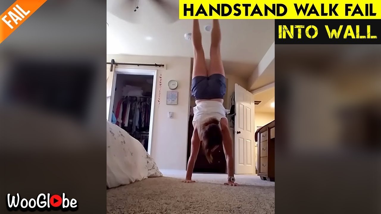 'Mom's first attempt at a handstand walk goes unexpectedly wrong '