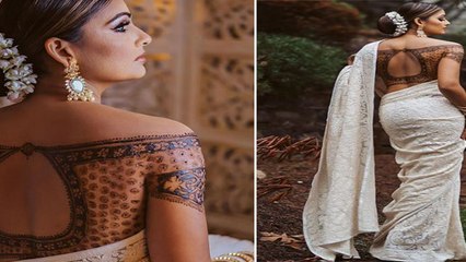 महिला ने Without Blouse पहनी Saree, Mehndi Experiment का चौकांने वाला Video | Boldsky