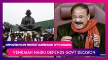 Opposition MPs Protest Suspension With Dharna, Venkaiah Naidu Defends Govt Decision
