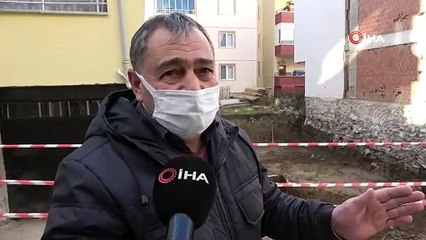 Tokat'ta çökme riski taşıyan apartman havadan görüntülendi