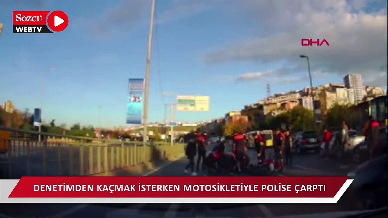 Kağıthane'de denetimden kaçmak isterken motosikletiyle polise çarptı