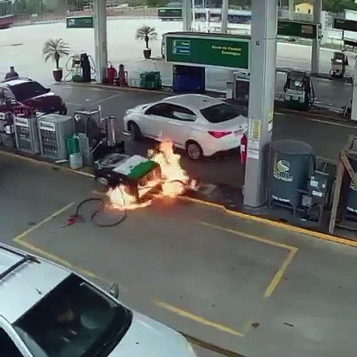 Fire on petrol pump