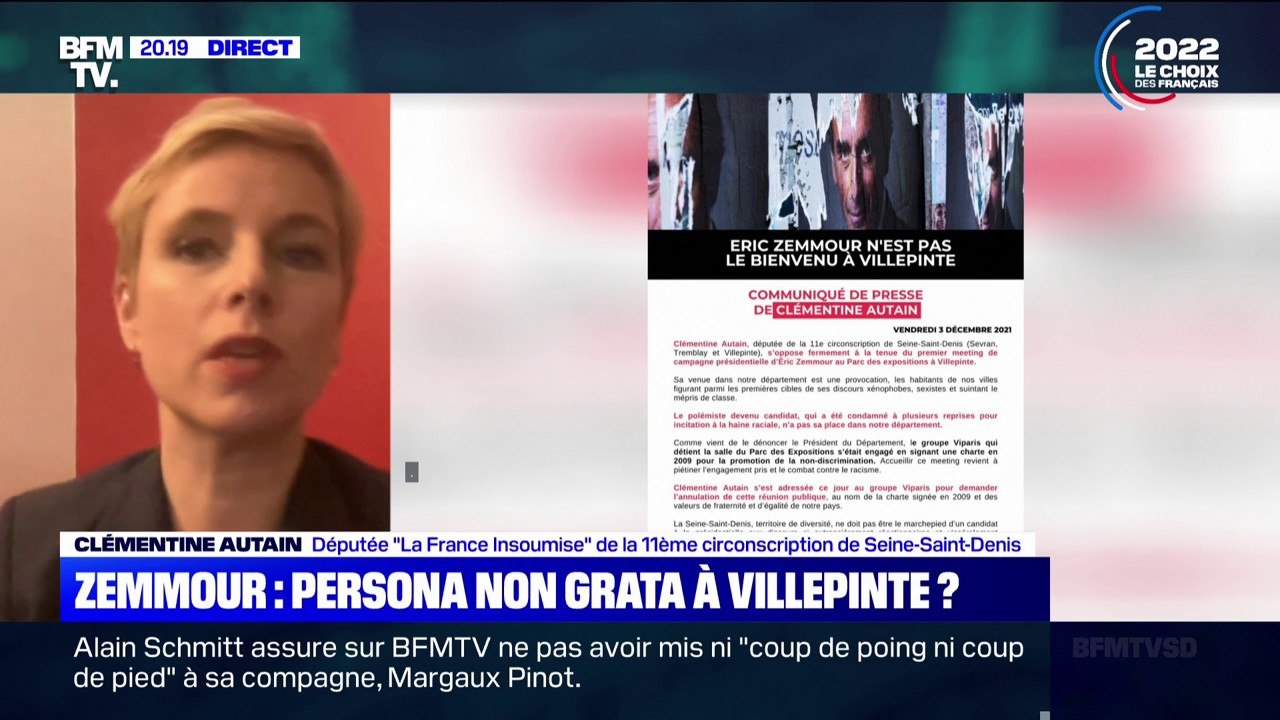 Clémentine Autain (LFI): "Eric Zemmour n'est pas le bienvenu en Seine-Saint-Denis"