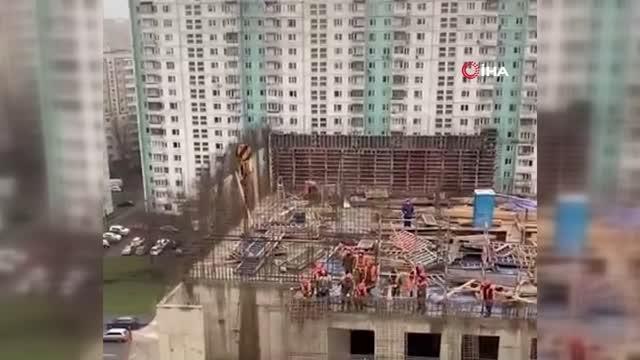 İnşaat işçisi metrelerce yüksekten yere çakılmaktan son anda kurtuldu