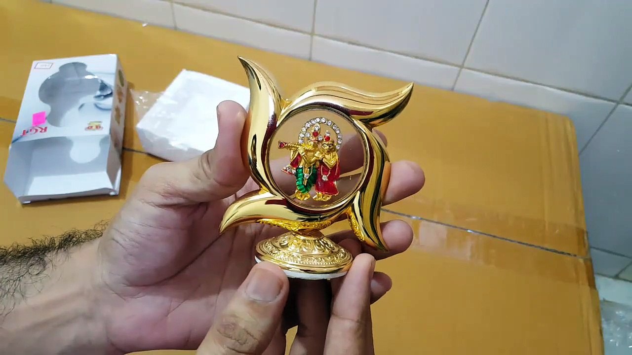Unboxing and Review of Swastik Shape Radha Krishna Car Dashboard God Idol Statue Hindu Figurine Showpiece and Home Decor Gift