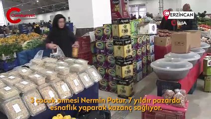 7 yıldır kendi el emeği ürünlerini pazarda satan kadın esnaf aile ekonomisine katkı sağlıyor