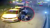 İstanbul Beyoğlu'da taksicinin ittiği kadın otobüsün altında kalmaktan son anda kurtuldu