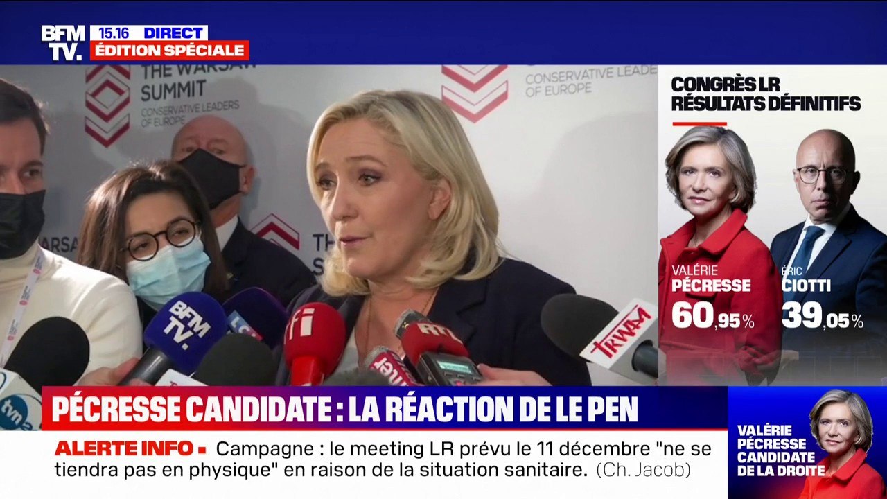 Pour Marine Le Pen, "Valérie Pécresse est peut-être la plus macroniste" des candidats au Congrès des Républicains